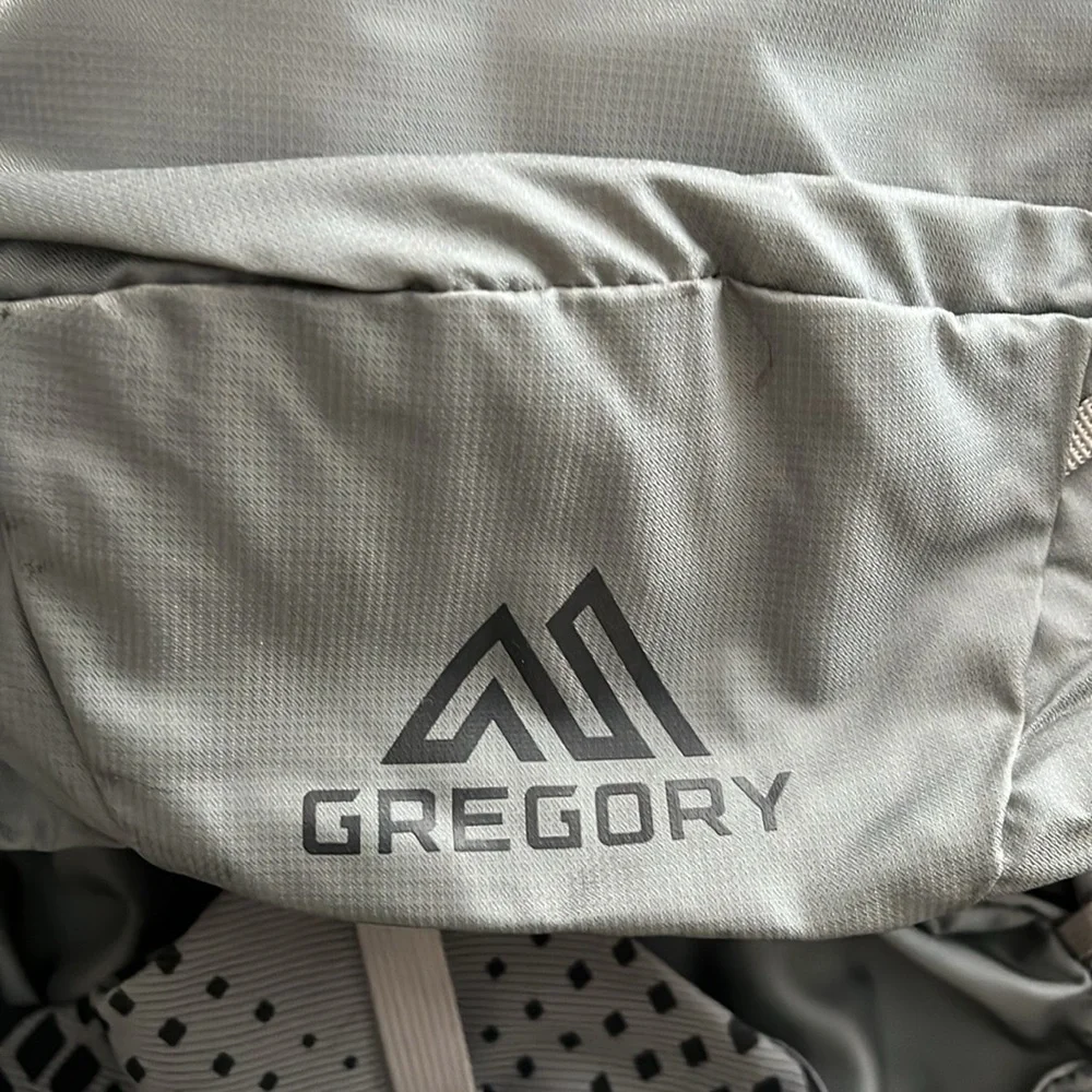 Gregory Light Gray Hiking Backpack with Blue Accents